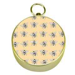 Pop Art  Bee Pattern Gold Compasses