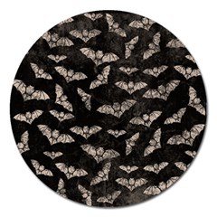 Vintage Halloween Bat Pattern Magnet 5  (round) by Valentinaart