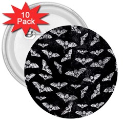 Vintage Halloween Bat Pattern 3  Buttons (10 Pack)  by Valentinaart