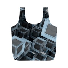 3d Cube Fantasy Square Shape Full Print Recycle Bag (m) by Simbadda