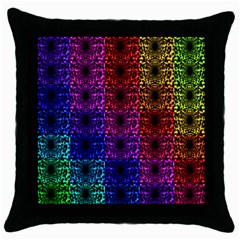 Rainbow Grid Form Abstract Throw Pillow Case (black) by Simbadda