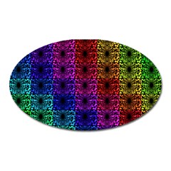 Rainbow Grid Form Abstract Oval Magnet