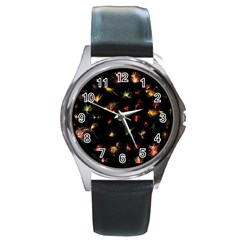 Fireworks Christmas Night Dark Round Metal Watch by Simbadda