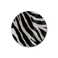 Zebra Print Rubber Coaster (round)  by NSGLOBALDESIGNS2