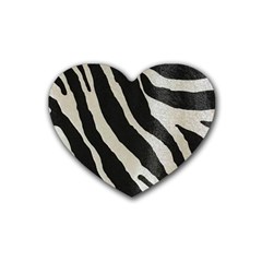 Zebra Print Rubber Coaster (heart)  by NSGLOBALDESIGNS2
