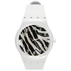 Zebra Print Round Plastic Sport Watch (m) by NSGLOBALDESIGNS2