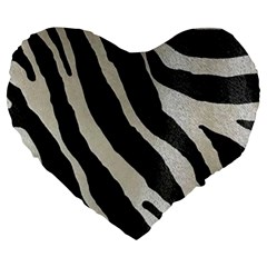 Zebra 2 Print Large 19  Premium Flano Heart Shape Cushions by NSGLOBALDESIGNS2