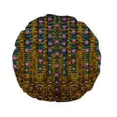 Gold Jungle And Paradise Liana Flowers Standard 15  Premium Round Cushions by pepitasart