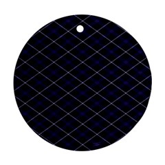 Blue Plaid  Round Ornament (two Sides) by dressshop