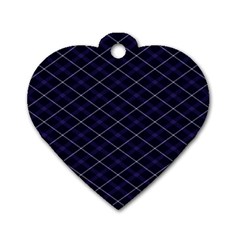 Blue Plaid  Dog Tag Heart (two Sides) by dressshop