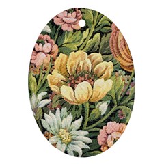 Retro Vintage Floral Oval Ornament (two Sides) by dressshop