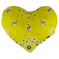 Grunge Yellow Bandana Large 19  Premium Heart Shape Cushions by dressshop
