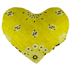 Grunge Yellow Bandana Large 19  Premium Flano Heart Shape Cushions by dressshop