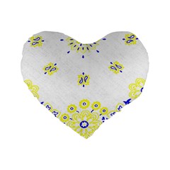 Faded Yellow Bandana Standard 16  Premium Flano Heart Shape Cushions by dressshop