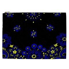 Blue Yellow Bandana Cosmetic Bag (xxl) by dressshop