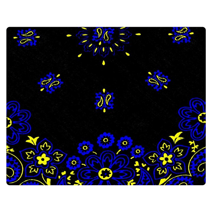 Blue Yellow Bandana Double Sided Flano Blanket (Medium) 