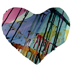 Chaos In Colour  Large 19  Premium Flano Heart Shape Cushions by ArtByAng