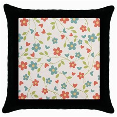 Flowers Pattern Throw Pillow Case (black) by Hansue