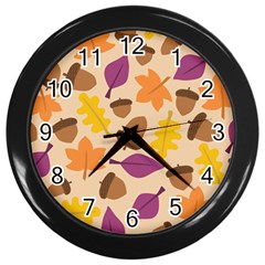 Acorn Pattern Wall Clock (black) by Hansue