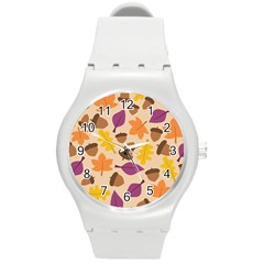 Acorn Pattern Round Plastic Sport Watch (m) by Hansue