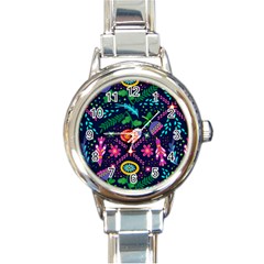 Colorful Pattern Round Italian Charm Watch by Hansue