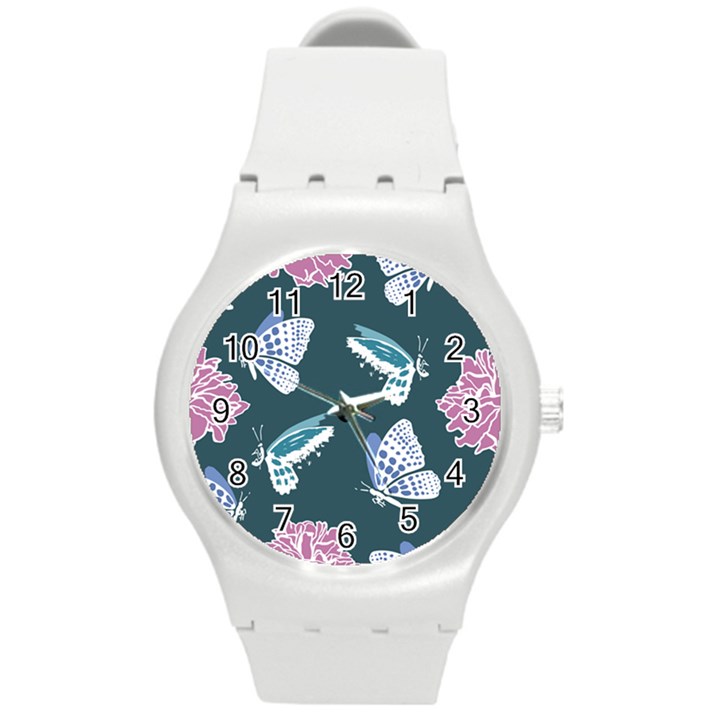 Butterfly  Round Plastic Sport Watch (M)