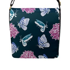 Butterfly  Flap Closure Messenger Bag (l) by Hansue