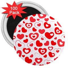 Hearts 3  Magnets (100 Pack) by Hansue