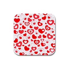 Hearts Rubber Square Coaster (4 Pack)  by Hansue