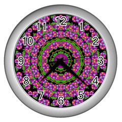 Flowers And More Floral Dancing A Power Peace Dance Wall Clock (silver) by pepitasart
