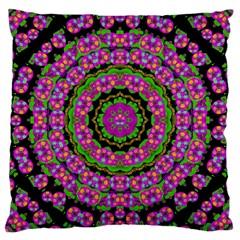 Flowers And More Floral Dancing A Power Peace Dance Large Cushion Case (one Side) by pepitasart