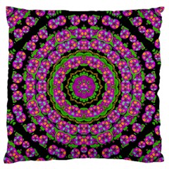 Flowers And More Floral Dancing A Power Peace Dance Large Flano Cushion Case (one Side) by pepitasart