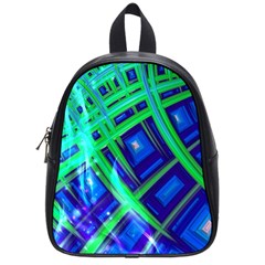 Green Blue Squares Fractal School Bag (small)