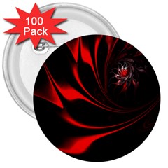 Red Black Abstract Curve Dark Flame Pattern 3  Buttons (100 Pack)  by Nexatart