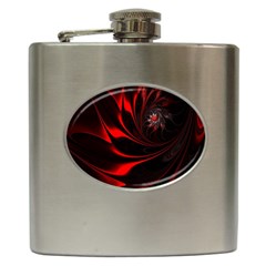 Red Black Abstract Curve Dark Flame Pattern Hip Flask (6 Oz) by Nexatart