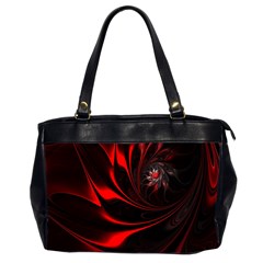 Red Black Abstract Curve Dark Flame Pattern Oversize Office Handbag (2 Sides) by Nexatart