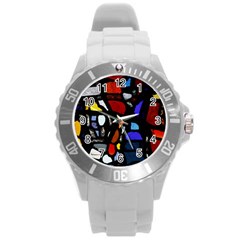 Art Bright Lead Glass Pattern Round Plastic Sport Watch (l) by Nexatart