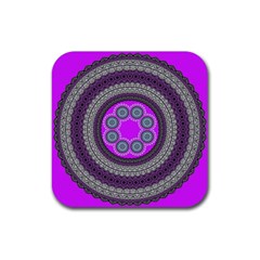 Round Pattern Ethnic Design Rubber Coaster (square)  by Nexatart