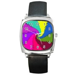 Art Abstract Pattern Color Square Metal Watch