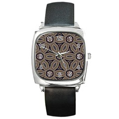Pattern Decoration Abstract Square Metal Watch by Nexatart