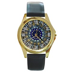 Pattern Art Form Architecture Round Gold Metal Watch by Nexatart