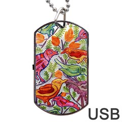 Art Flower Pattern Background Dog Tag Usb Flash (one Side)