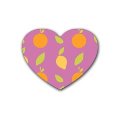 Seamlessly Pattern Fruits Fruit Rubber Coaster (heart)  by Nexatart