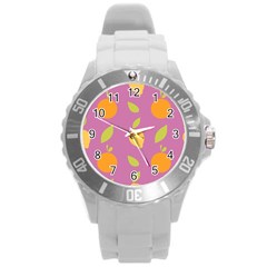 Seamlessly Pattern Fruits Fruit Round Plastic Sport Watch (l) by Nexatart