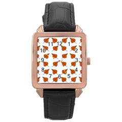 Pattern Fallen Leaves Autumn Rose Gold Leather Watch  by Nexatart