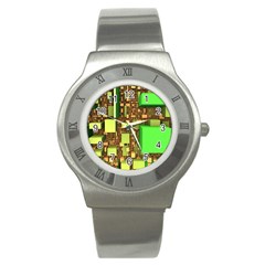 Blocks Cubes Construction Design Stainless Steel Watch by Nexatart