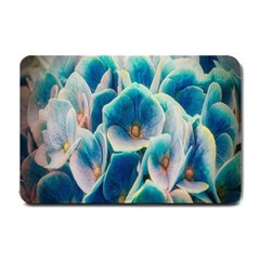 Hydrangeas Blossom Bloom Blue Small Doormat  by Nexatart