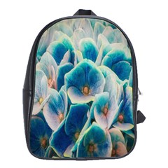 Hydrangeas Blossom Bloom Blue School Bag (large)