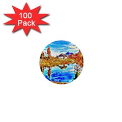 Lake Chalet Mountain Art 1  Mini Buttons (100 Pack)  by Nexatart