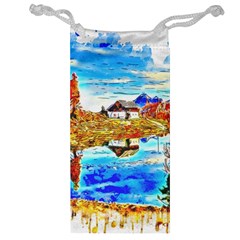 Lake Chalet Mountain Art Jewelry Bag by Nexatart